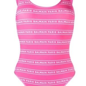 Balmain Vibrant Pink Logo Swimsuit